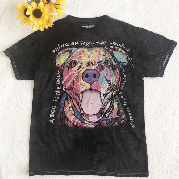 3-D TEES Distressed Boho Hippie Artsy Dog Love Tee - Picture 2 of 8